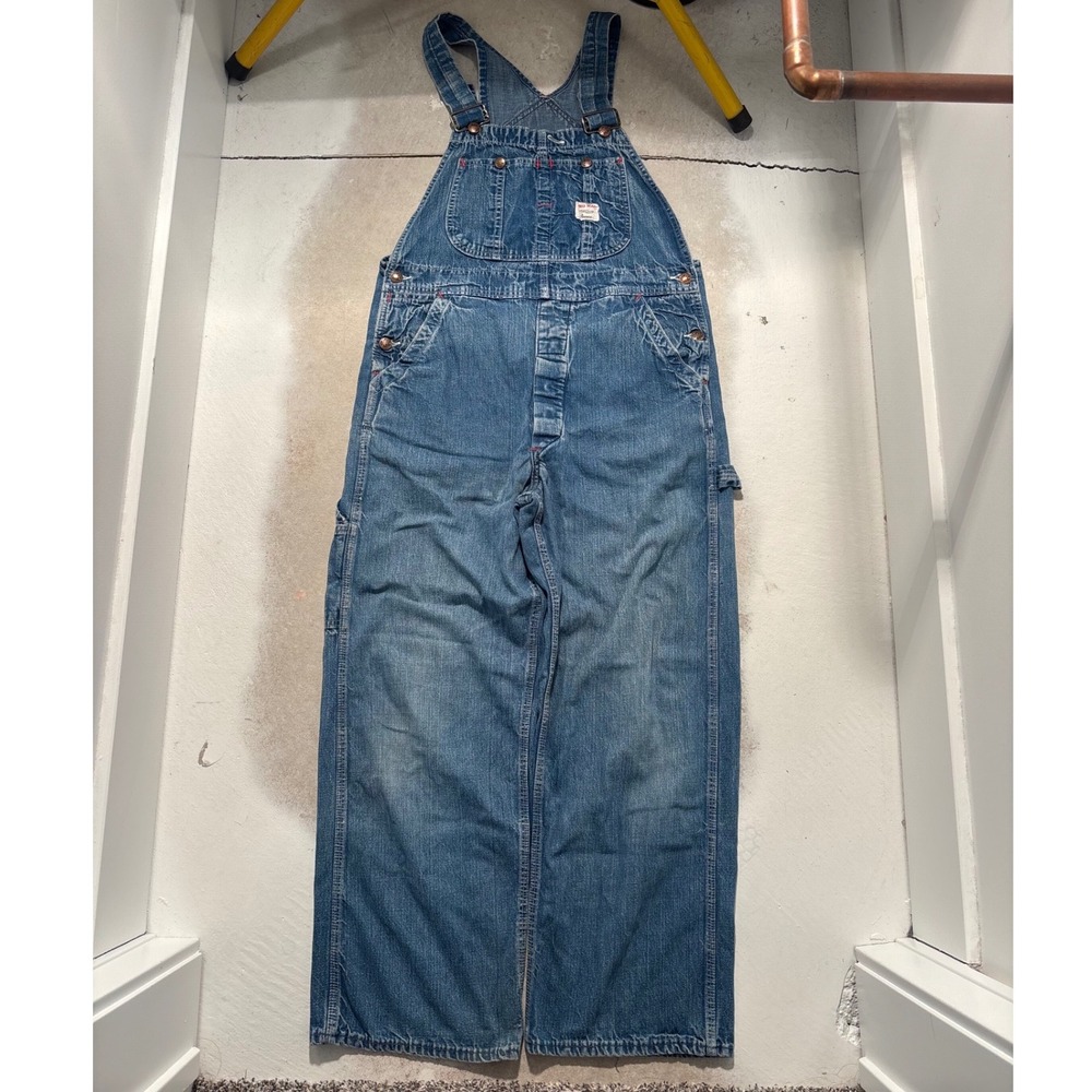 Vintage Big Mac Square Bak Denim Overalls Penneys Medium Wash Workwear 34x30